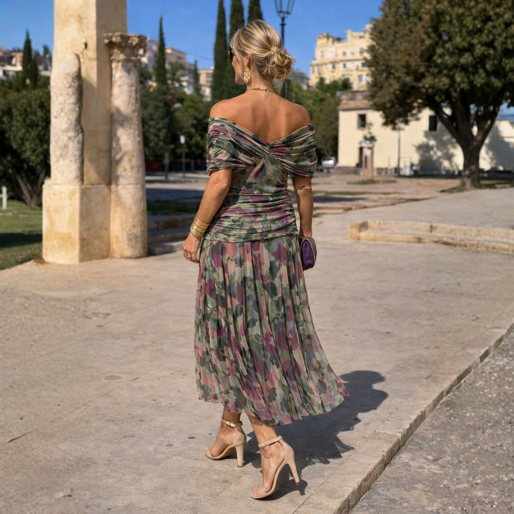 Mikaela | Schulterfreies Maxikleid