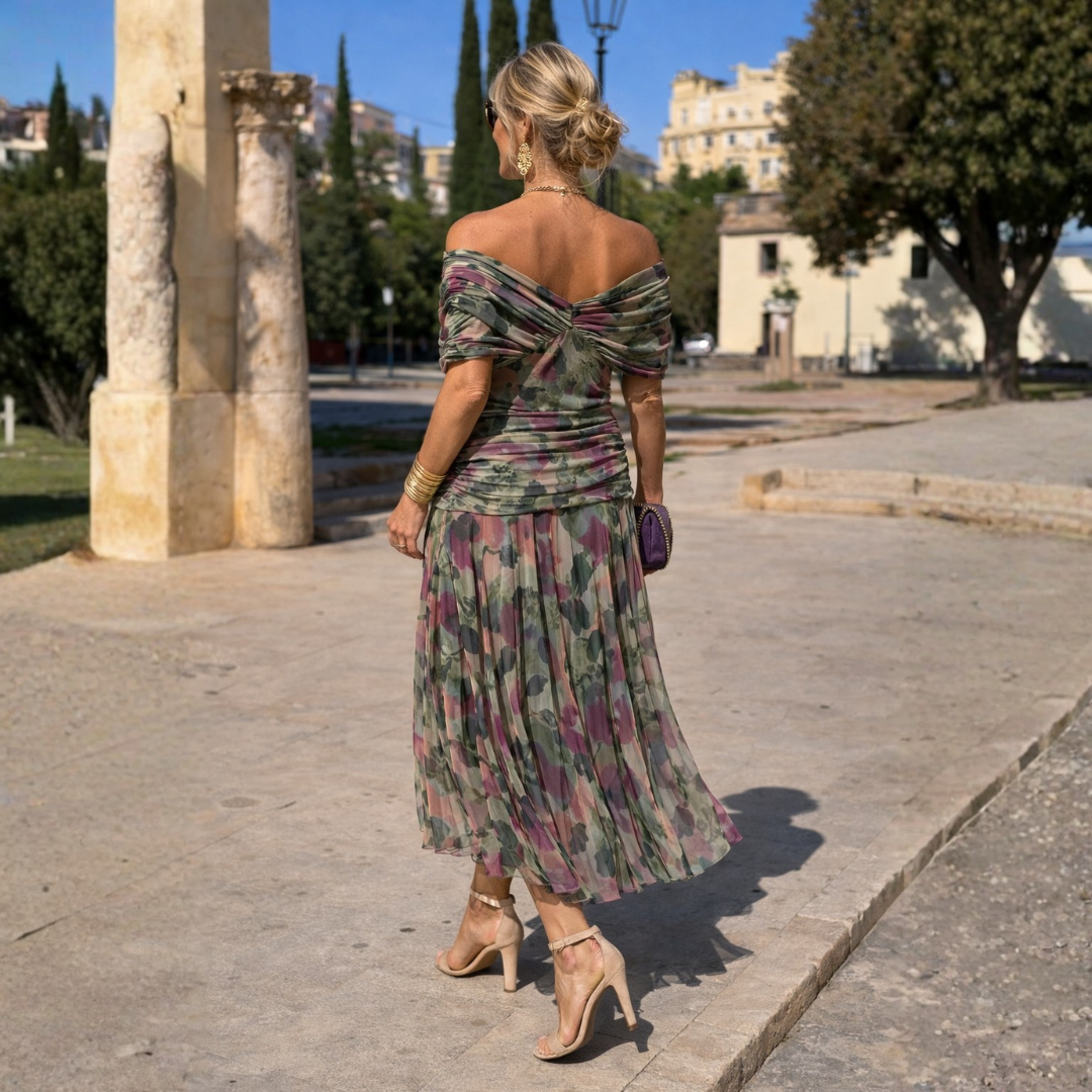 Mikaela | Schulterfreies Maxikleid