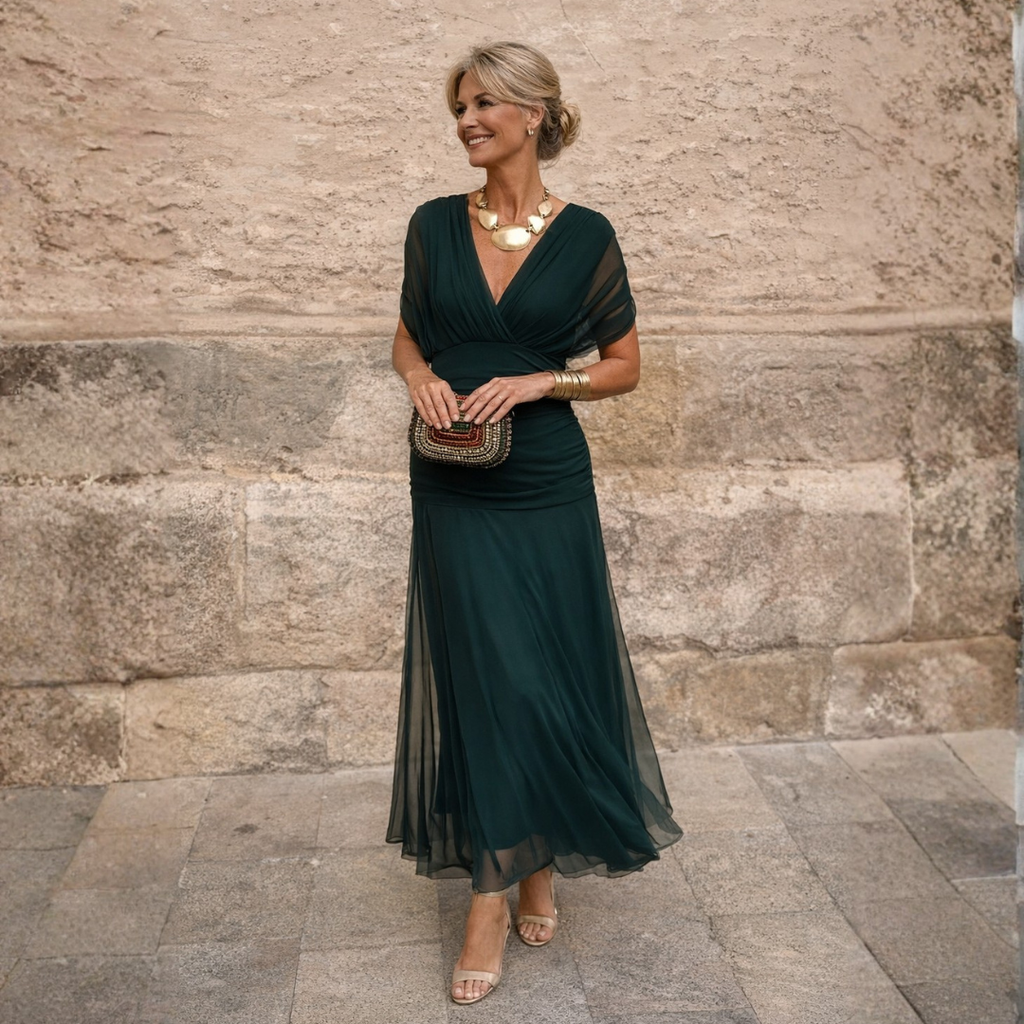 Mikaela | Schulterfreies Maxikleid