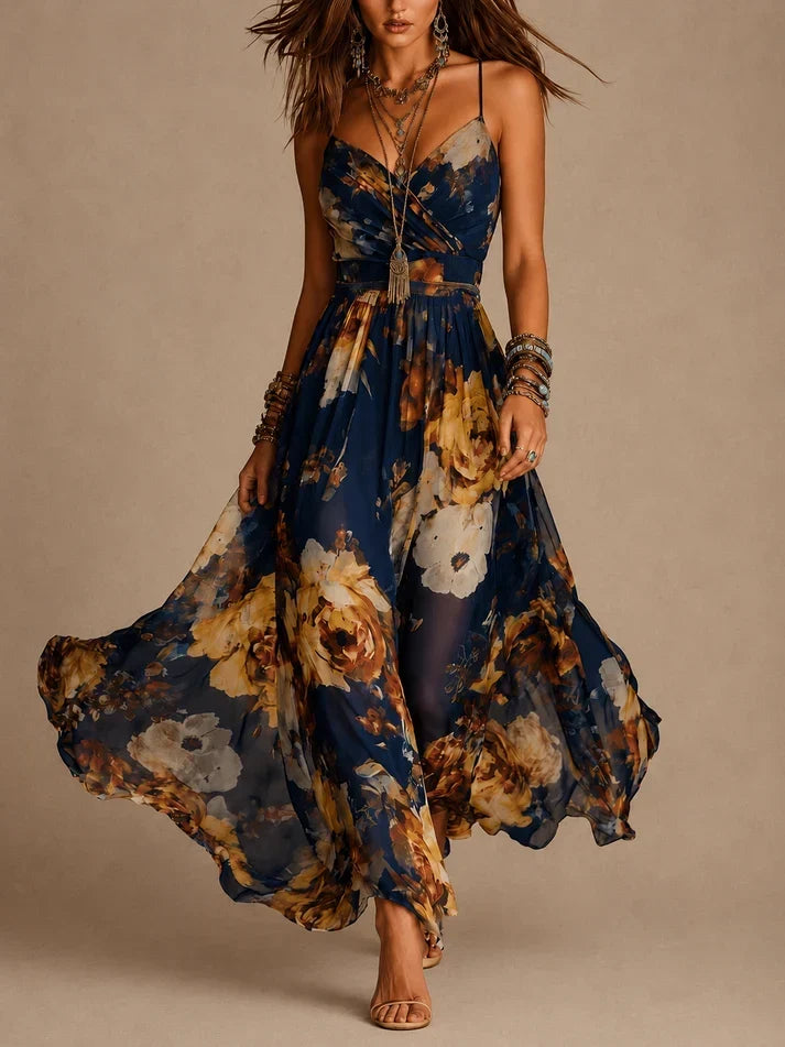 Nerina | Florales Maxikleid mit Trägern