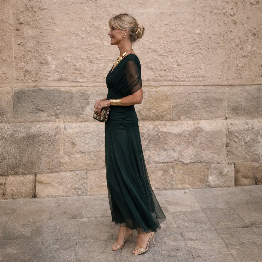 Mikaela | Schulterfreies Maxikleid