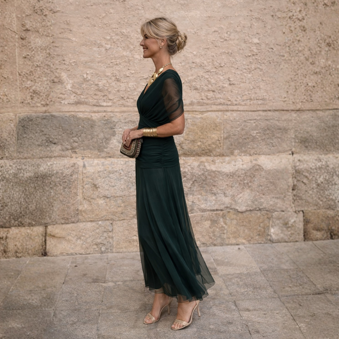 Mikaela | Schulterfreies Maxikleid