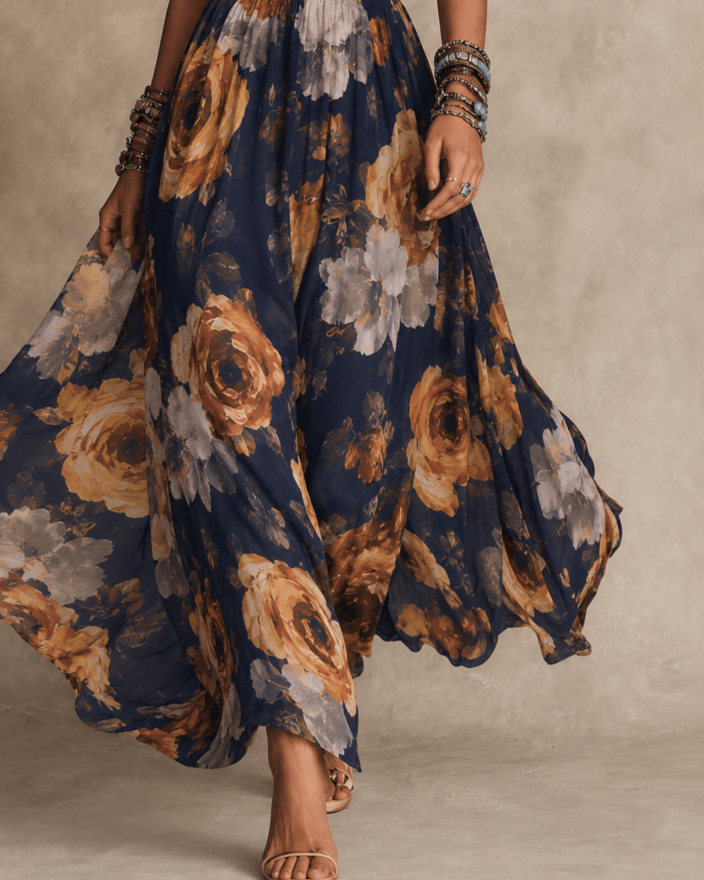 Nerina | Florales Maxikleid mit Trägern