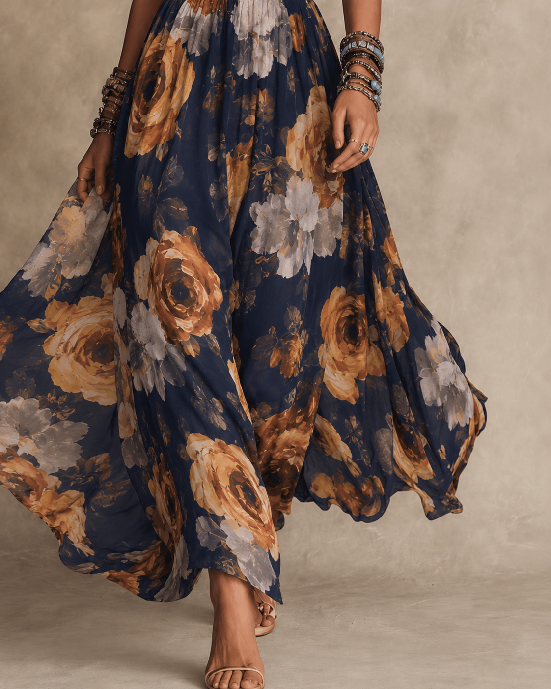Nerina | Florales Maxikleid mit Trägern
