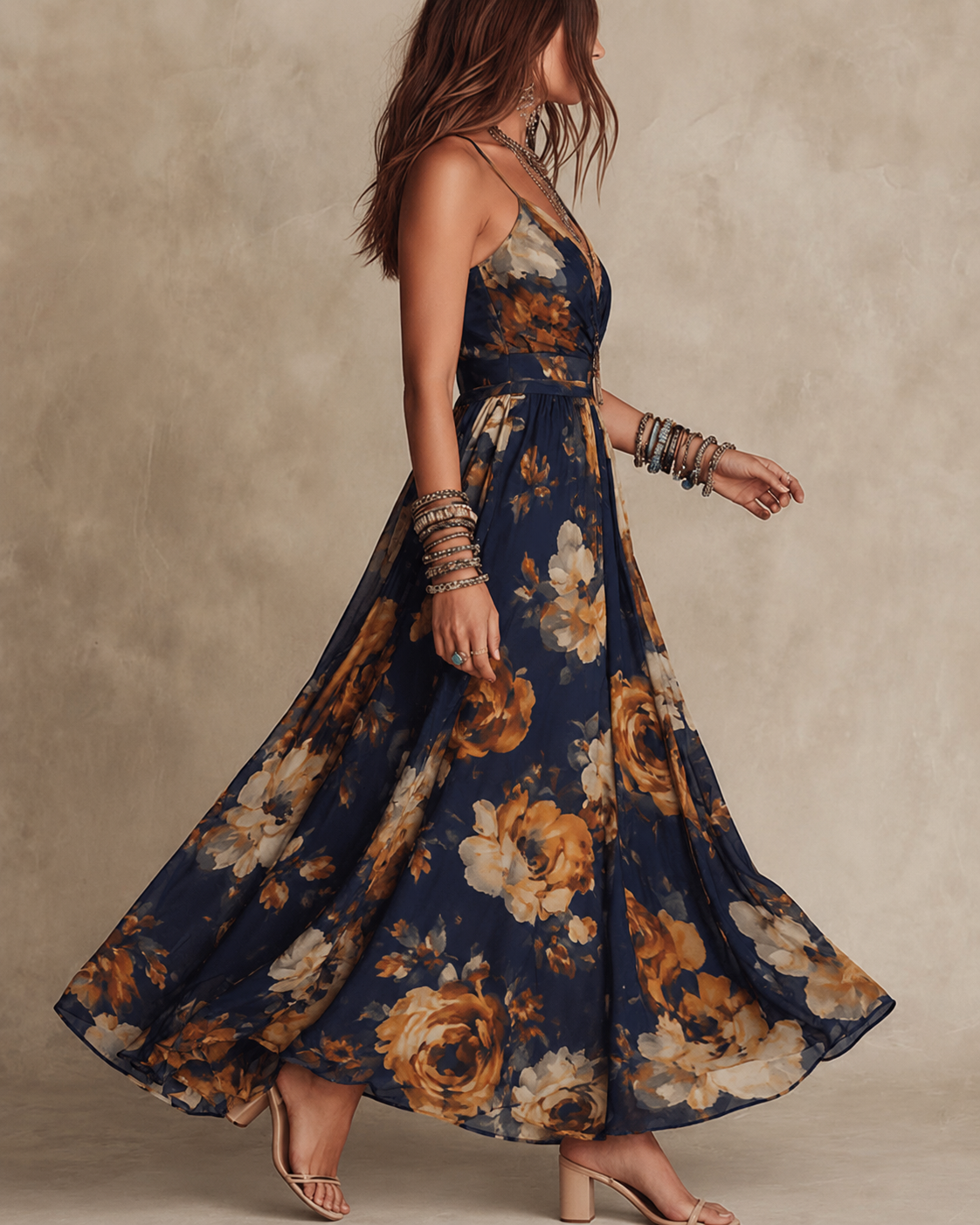 Nerina | Florales Maxikleid mit Trägern