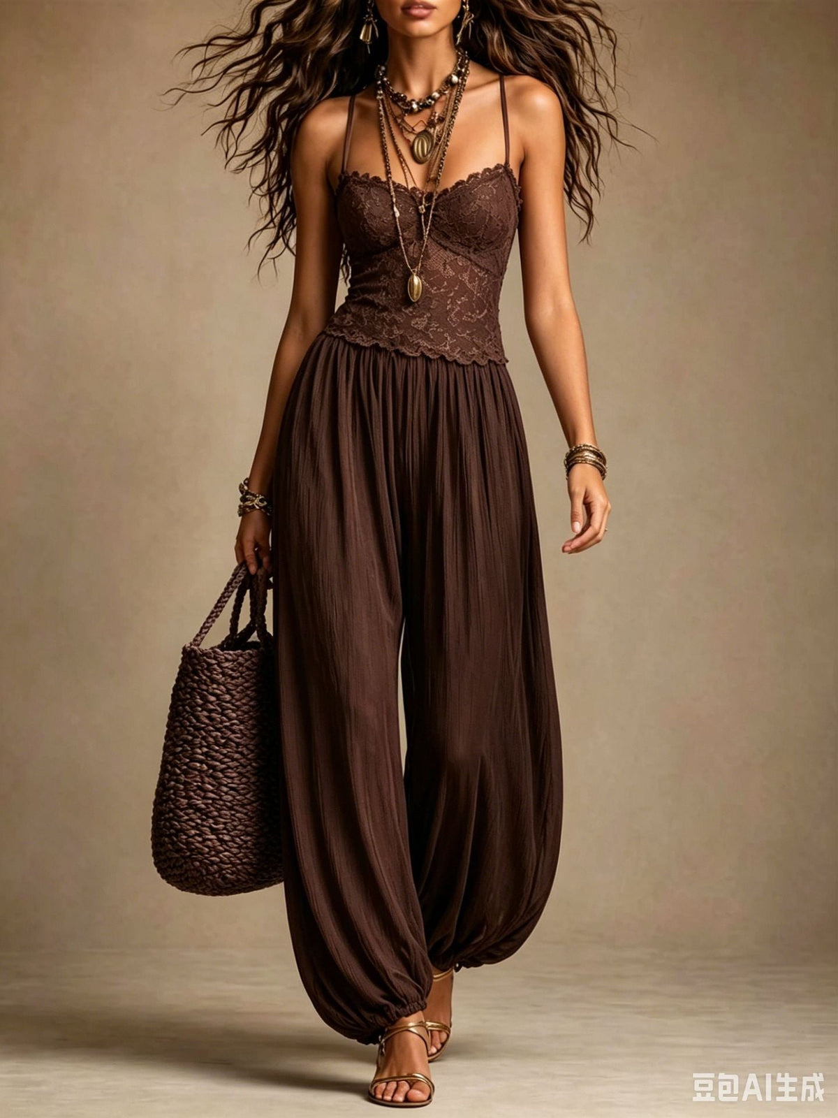 Laia | Neckholder-Jumpsuit mit fließender Spitze