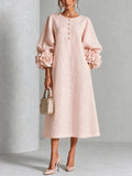 Ladina - Blumiges Midi-Kleid mit Knopfleiste und auffälligen Blumenmanschetten