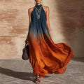 Paula | Ombre-Maxikleid mit Neckholder- und V-Ausschnitt